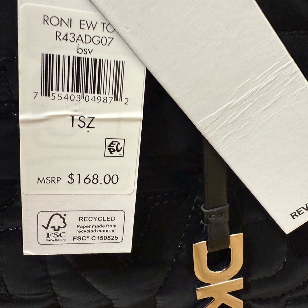 Reversible Faux Fur and Quilt design DKNY black Tote brand new NWT - Picture 16 of 16